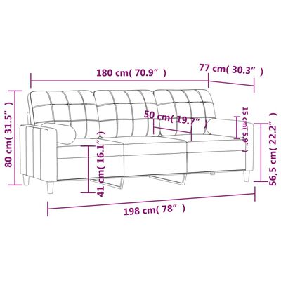 vidaXL Canapea cu 3 locuri cu pernuțe, roșu vin, 180 cm, textil