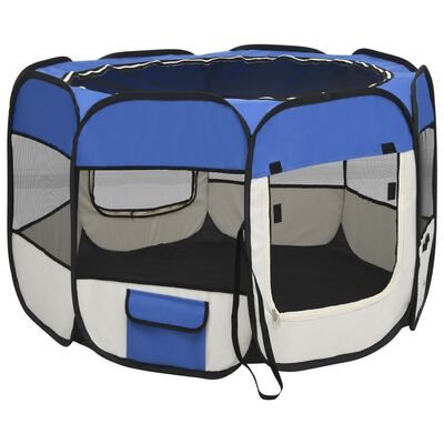 vidaXL Țarc joacă pliabil câini cu sac transport albastru 90x90x58 cm