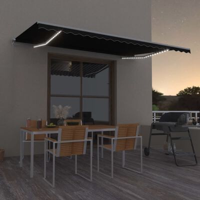 vidaXL Copertină retractabilă manual cu LED, antracit, 500x350 cm