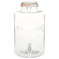 vidaXL Dozator de apă XXL cu robinet, transparent, 8 L, sticlă