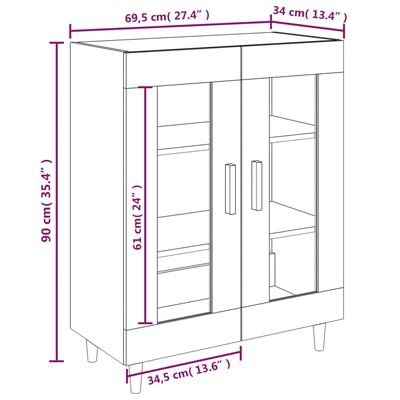 vidaXL Dulap, gri beton, 69,5x34x90 cm, lemn compozit