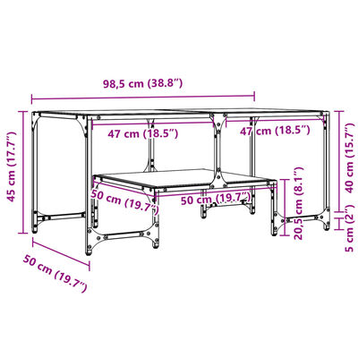 vidaXL Măsuță de cafea cu blat sticlă transparentă 98,5x50x45 cm oțel