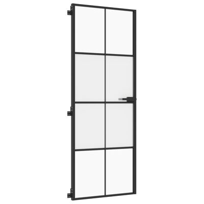 vidaXL Ușă de interior negru 76x201,5 cm sticlă securiz./aluminiu slim