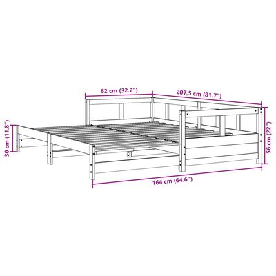 vidaXL Pat de zi fără saltea, 80x200 cm, lemn masiv pin