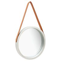 vidaXL Oglindă de perete cu o curea, 40 cm, argintiu