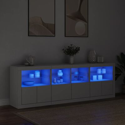 vidaXL Dulap cu lumini LED, alb, 202x37x67 cm