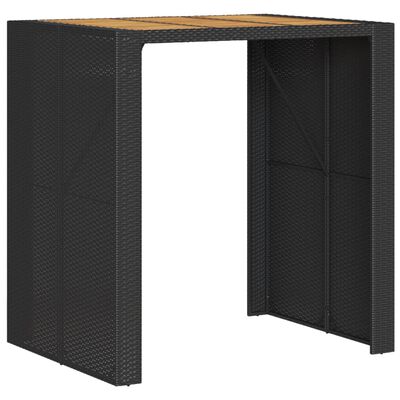 vidaXL Masă bar grădină blat lemn acacia negru 105x80x110 cm poliratan