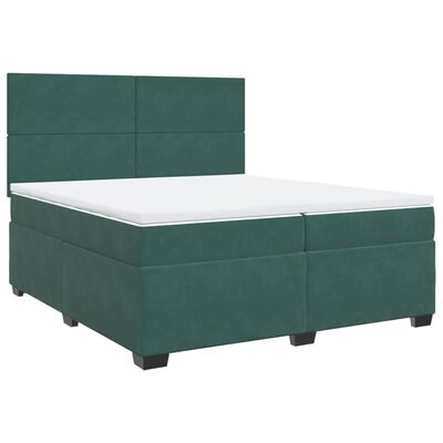 vidaXL Pat box spring cu saltea, verde închis, 200x200 cm, catifea