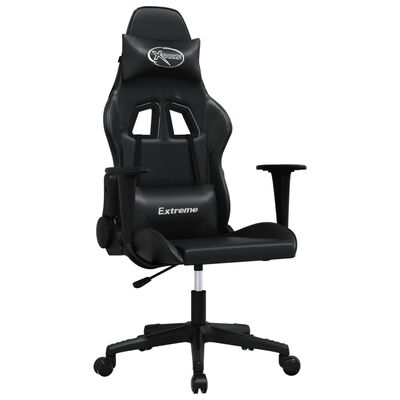 vidaXL Scaun de gaming de masaj, negru, piele ecologică