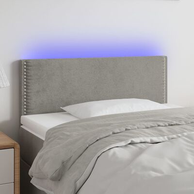 vidaXL Tăblie de pat cu LED, gri deschis, 80x5x78/88 cm, catifea