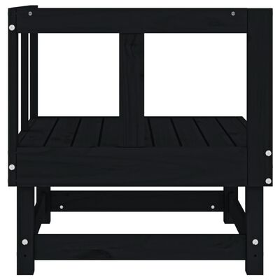 vidaXL Canapea de colț pentru grădină, negru, lemn masiv de pin