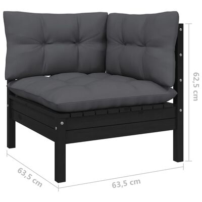 vidaXL Set mobilier de grădină cu perne 8 piese negru lemn masiv pin