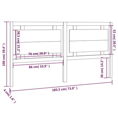 vidaXL Tăblie de pat, 185,5x4x100 cm, lemn masiv de pin