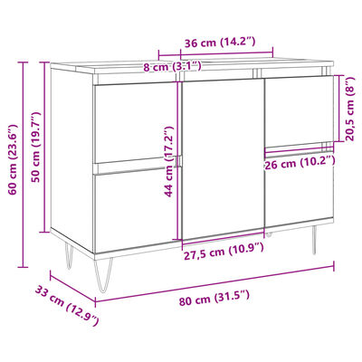 vidaXL Dulap pentru baie, stejar sonoma, 80x33x60 cm, lemn compozit