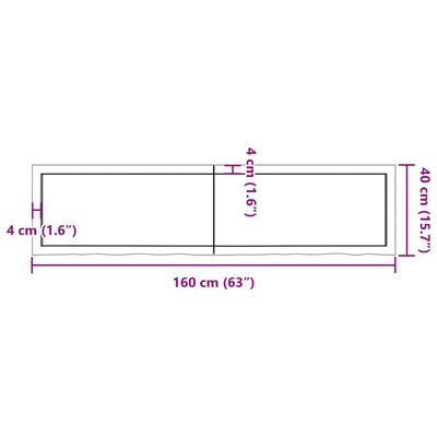 vidaXL Blat de masă maro 160x40x(2-4) cm, lemn masiv stejar tratat