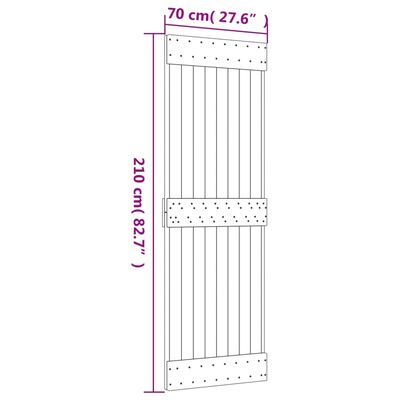 vidaXL Ușă glisantă cu set de feronerie 70x210 cm, lemn masiv de pin