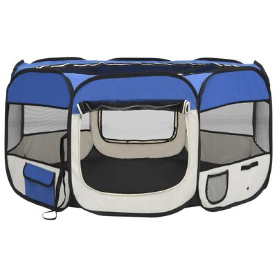 vidaXL Țarc câini pliabil cu sac de transport, albastru, 125x125x61 cm