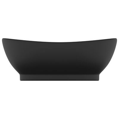 vidaXL Chiuvetă lux cu preaplin, negru mat, 58,5x39 cm ceramică, oval