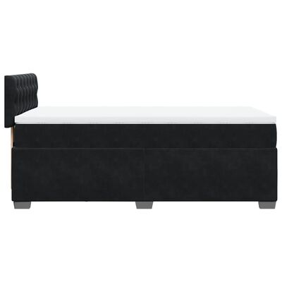 vidaXL Pat box spring cu saltea, negru, 90x190 cm, catifea