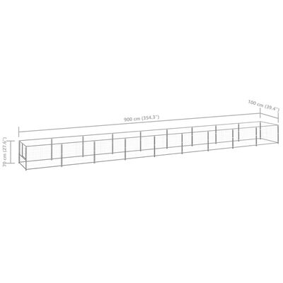 vidaXL Padoc pentru câini, argintiu, 9 m², oțel