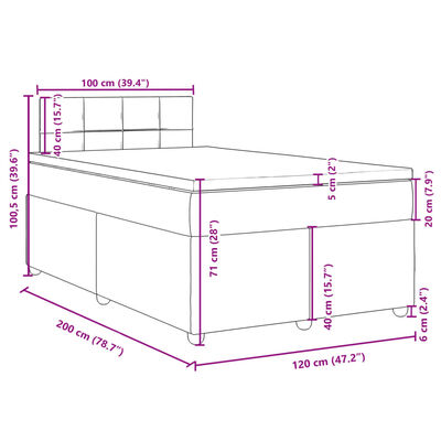 vidaXL Pat box spring cu saltea, negru, 120x200 cm, textil