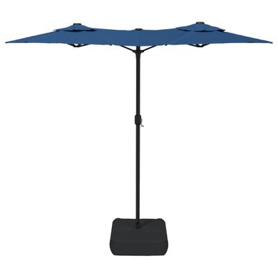 vidaXL Umbrelă de soare cu două capete cu LED-uri albastru 316x240 cm