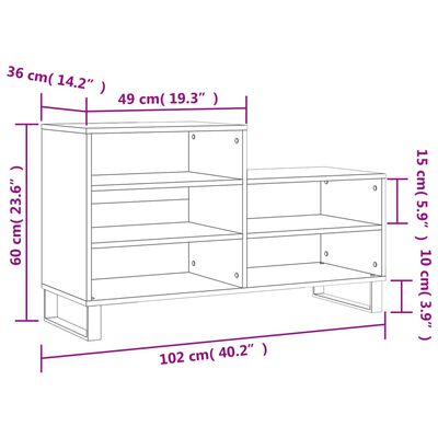 vidaXL Pantofar, stejar sonoma, 102x36x60 cm, lemn prelucrat