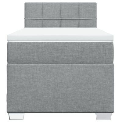 vidaXL Pat box spring cu saltea, gri deschis, 90x200 cm, textil