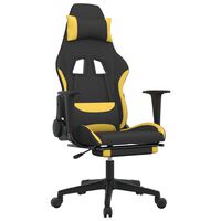 vidaXL Scaun de gaming cu masaj/suport picioare, negru/galben, textil