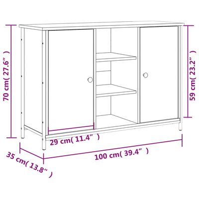 vidaXL Servantă, stejar sonoma, 100x35x70 cm, lemn prelucrat