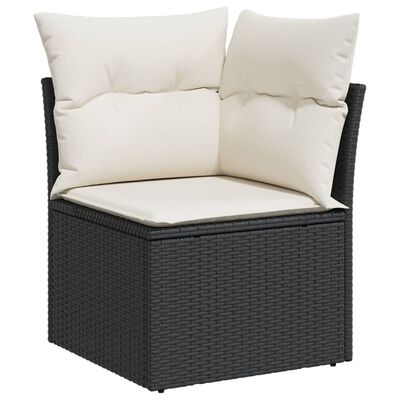 vidaXL Set mobilier de grădină cu perne, 9 piese, negru, poliratan