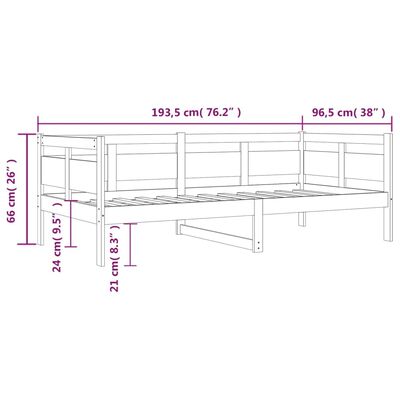 vidaXL Pat de zi, maro miere, 90x190 cm, lemn masiv de pin