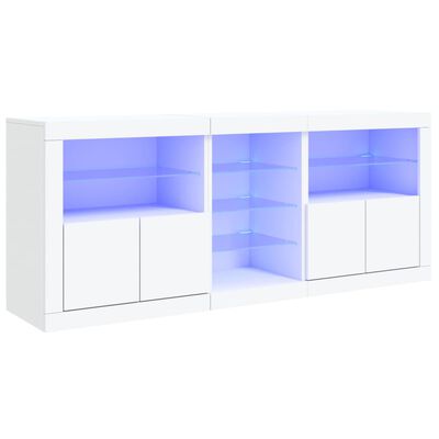 vidaXL Servantă cu lumini LED, alb, 162x37x67 cm