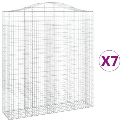 vidaXL Coșuri gabion arcuite, 7 buc, 200x50x220/240cm, fier galvanizat