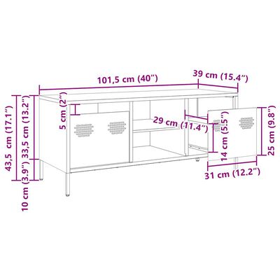 vidaXL Dulap TV, roz, 101,5x39x43,5 cm, oțel laminat la rece