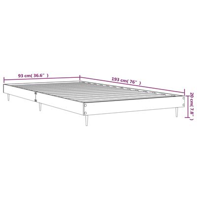 vidaXL Cadru de pat, gri beton, 90x190 cm, lemn prelucrat