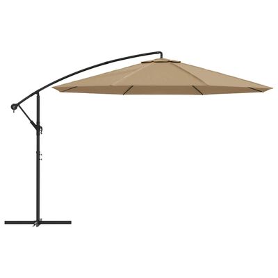 vidaXL Umbrelă suspendată cu stâlp din aluminiu, 350 cm, gri taupe