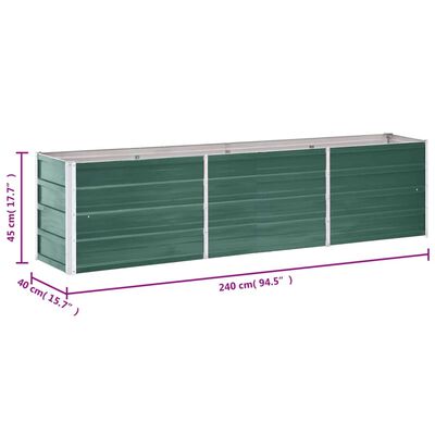 vidaXL Strat înălțat de grădină verde 240 x 40 x 45 cm oțel galvanizat