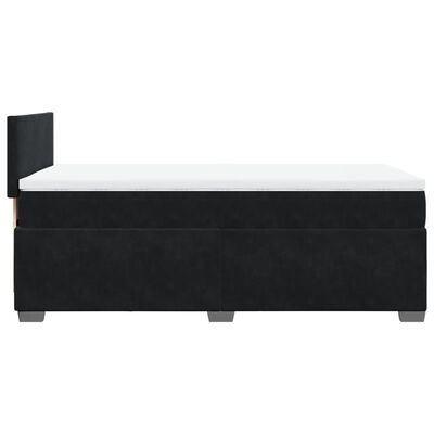 vidaXL Pat box spring cu saltea, negru, 80x200 cm, catifea