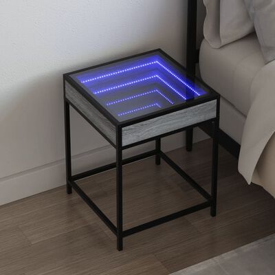 vidaXL Noptieră cu LED infinity, gri sonoma, 40x40x51 cm