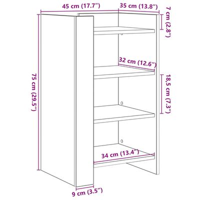 vidaXL Dulap, stejar sonoma, 45x35x75 cm, lemn prelucrat