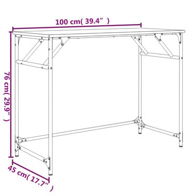 vidaXL Birou stejar sonoma 100x45x76 cm lemn/oțel vopsit electrostatic