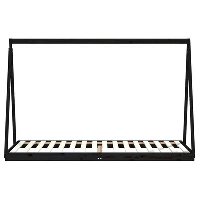 vidaXL Cadru pat pentru copii, negru, 90x200 cm, lemn masiv de pin