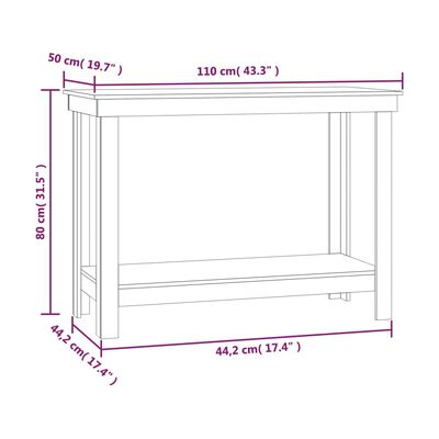 vidaXL Banc de lucru, 110x50x80 cm, lemn masiv pin