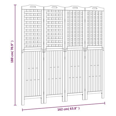 vidaXL Paravan de cameră 4 panouri 162x2x180 cm lemn masiv de acacia