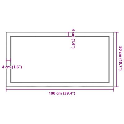 vidaXL Blat de baie, maro închis, 100x50x(2-4) cm, lemn masiv tratat