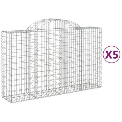 vidaXL Coșuri gabion arcuite 5 buc, 200x50x120/140 cm, fier galvanizat