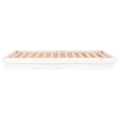vidaXL Cadru de pat cu LED, dublu, alb, 135x190 cm, lemn masiv
