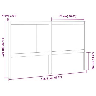 vidaXL Tăblie de pat, 165,5x4x100 cm, lemn masiv de pin