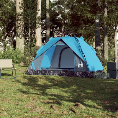 vidaXL Cort de camping cupolă 2 persoane, setare rapidă, albastru